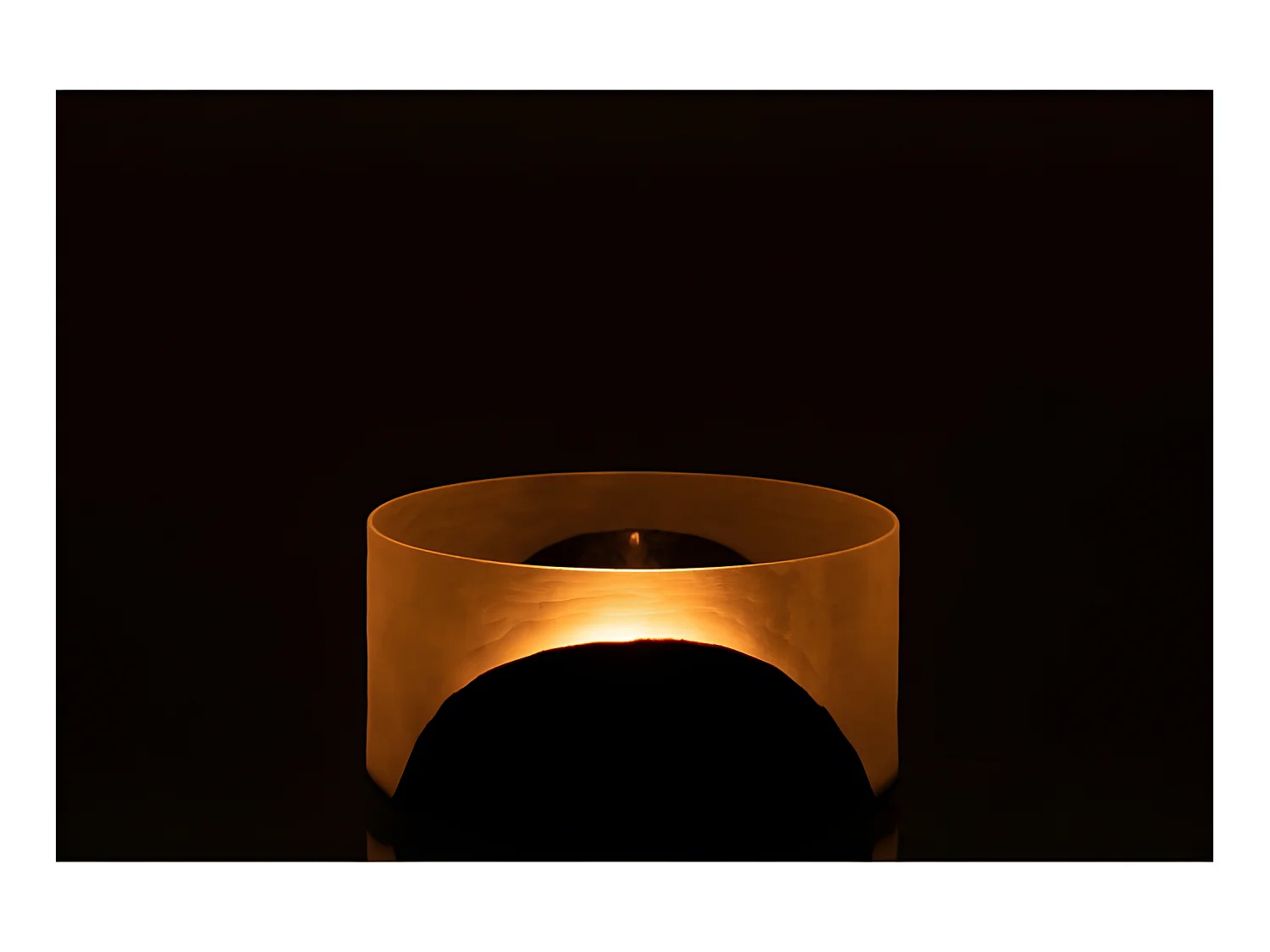 Jarrón circulo plano cristal negro transparente Alt. 13 cm