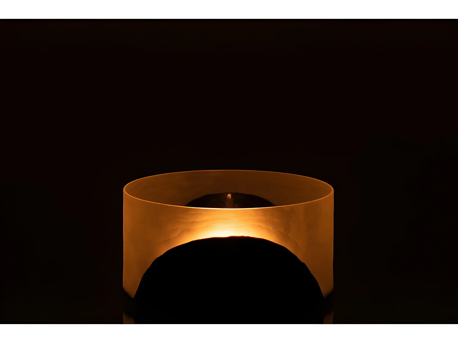 Jarrón circulo plano cristal negro transparente Alt. 13 cm