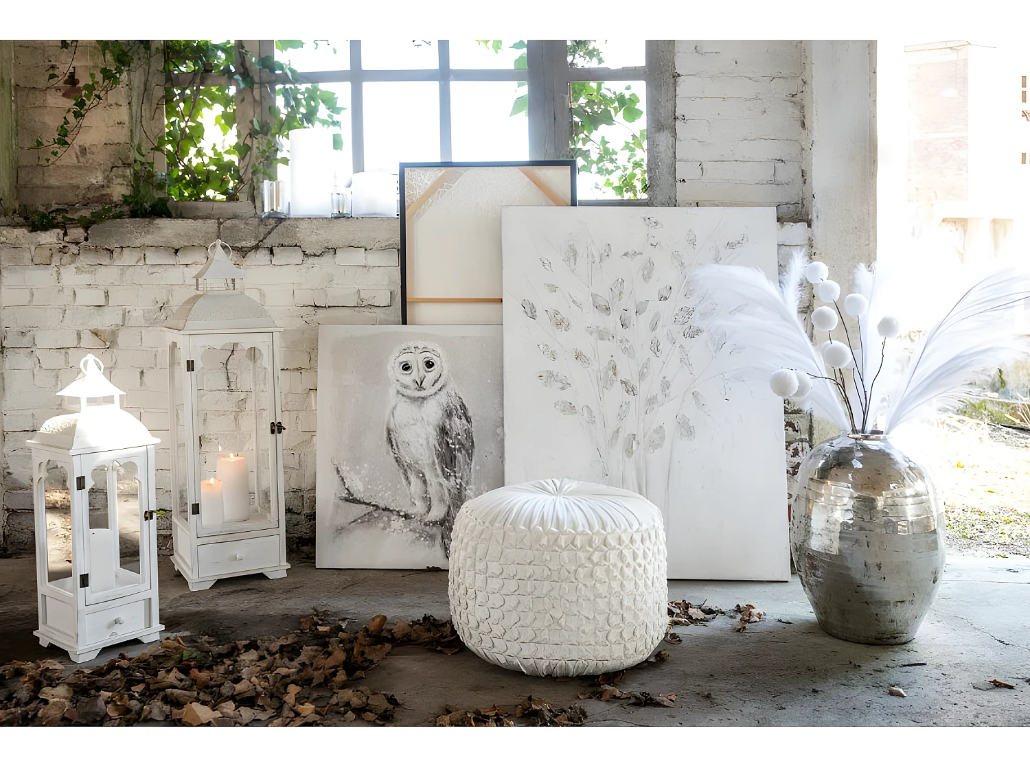 Vaso in ceramica argentata 57 x 39 x 39 cm