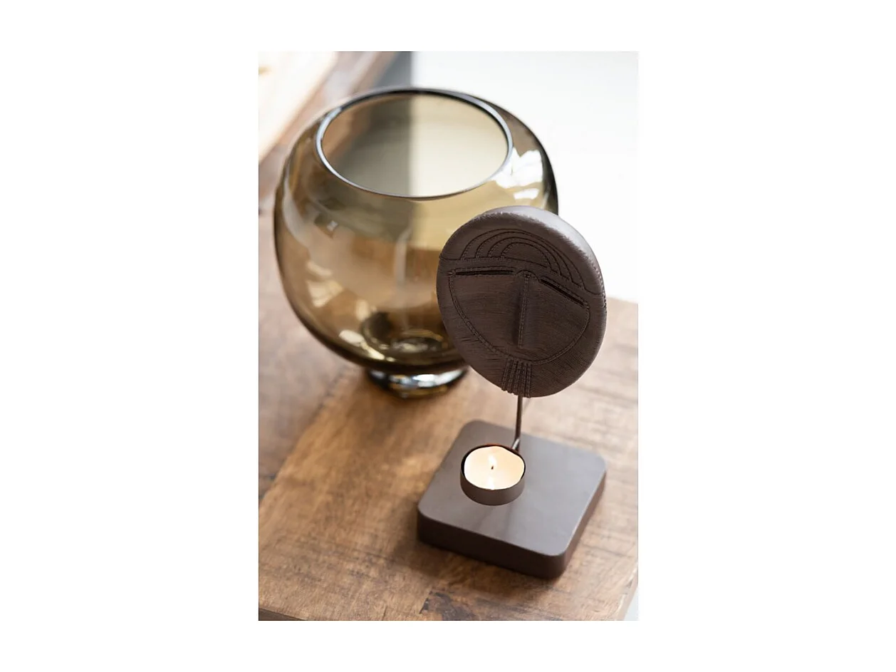 Jarrón de pie redondo vidrió marrón oscuro Alt. 13