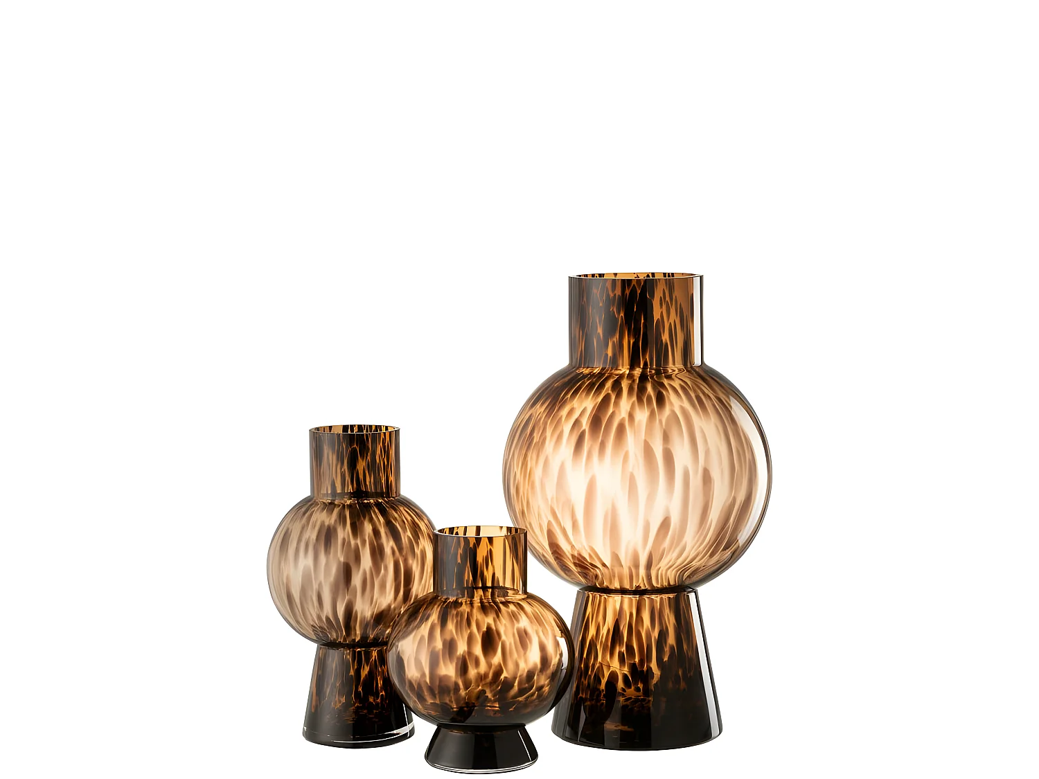 Jarrón bola manchas marrón cristal Alt. 46 cm