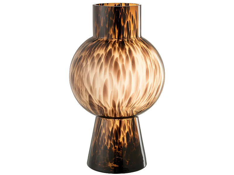 Jarrón bola manchas marrón cristal Alt. 46 cm