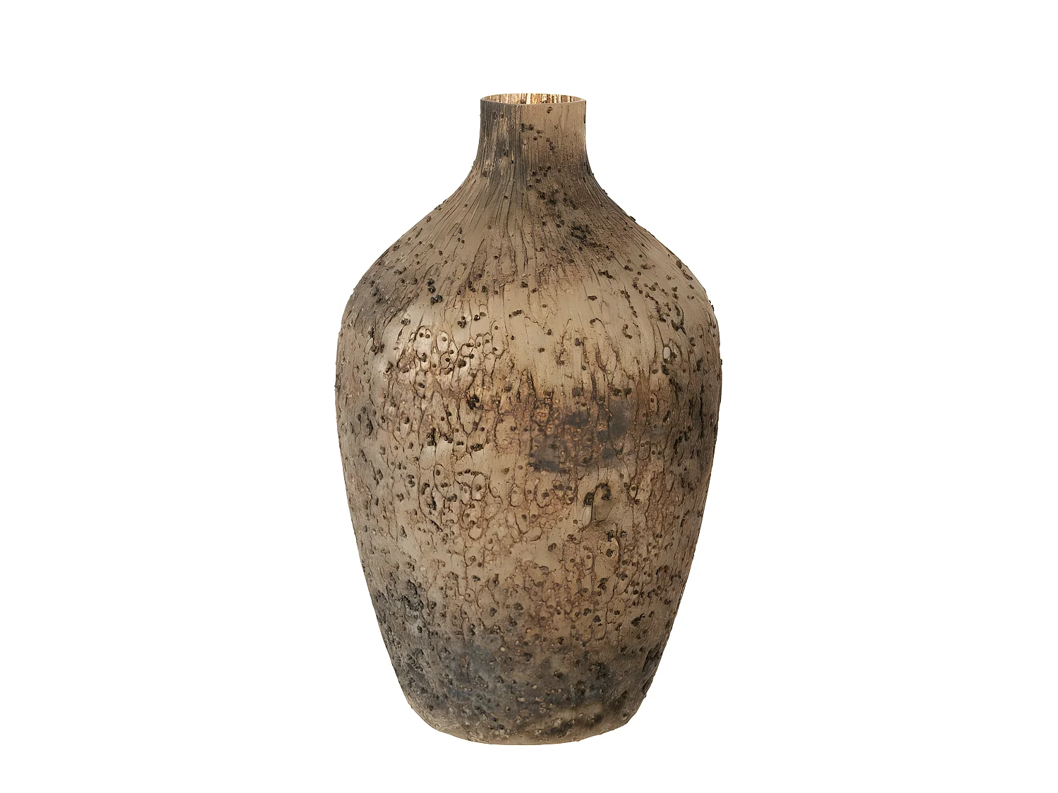 Vase rond en verre marron 27x27x49 cm