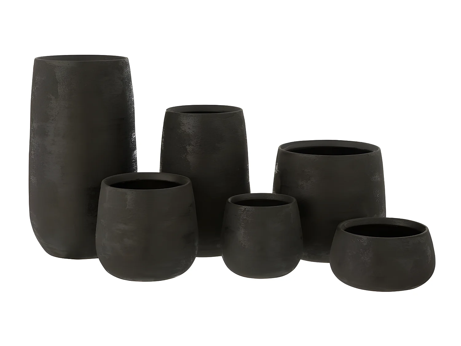 Jarrón irregular rugoso cerámica negro Alt. 42 cm