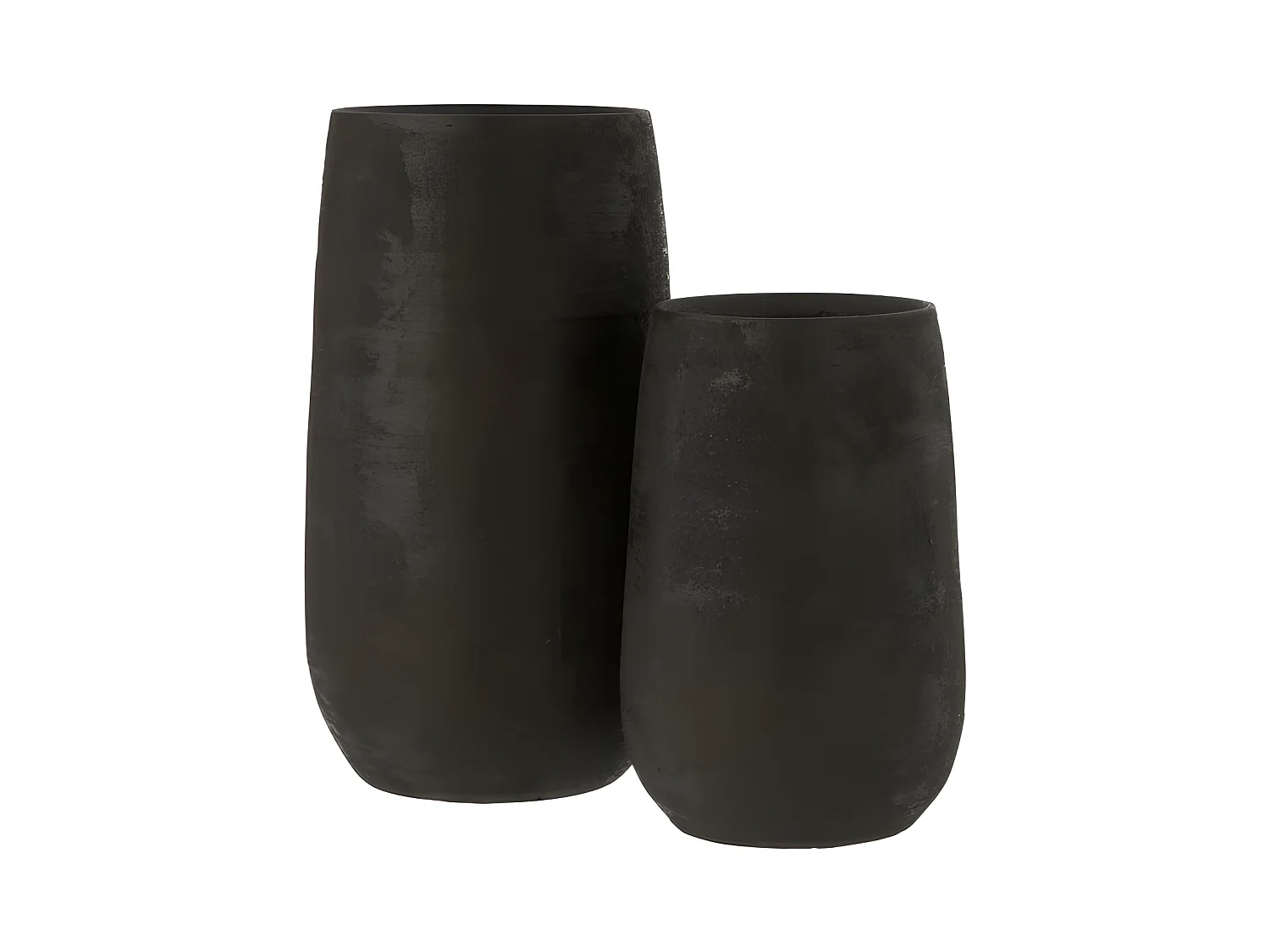 Jarrón irregular rugoso cerámica negro Alt. 42 cm