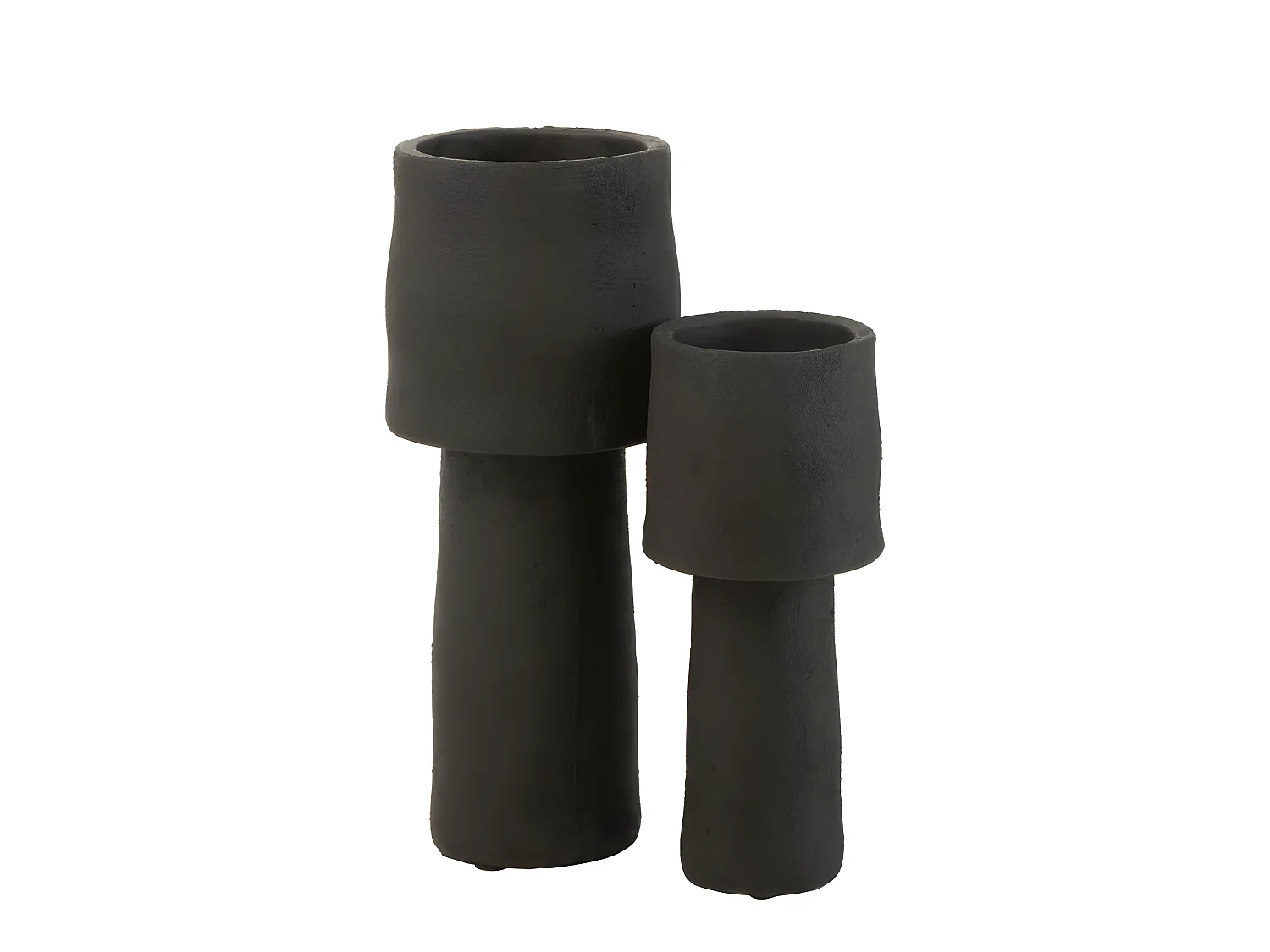 Jarrón redondo cemento negro Alt. 28 cm