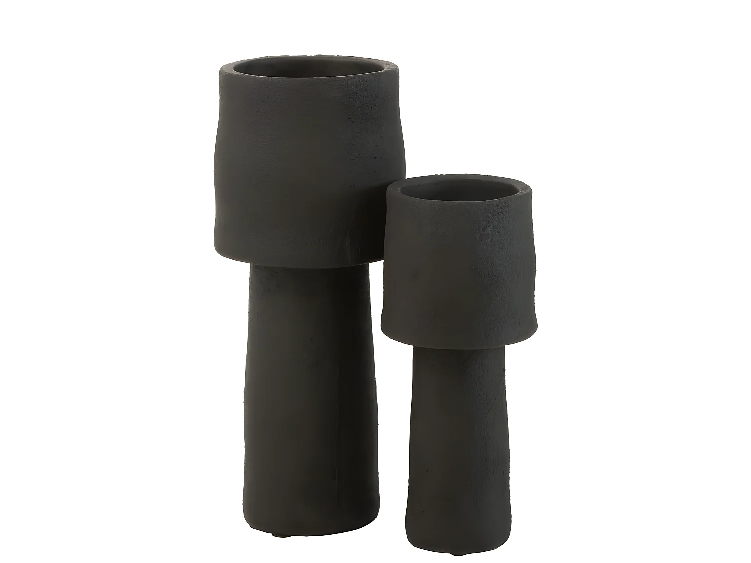 Vase rond en ciment noir 30x30x28 cm