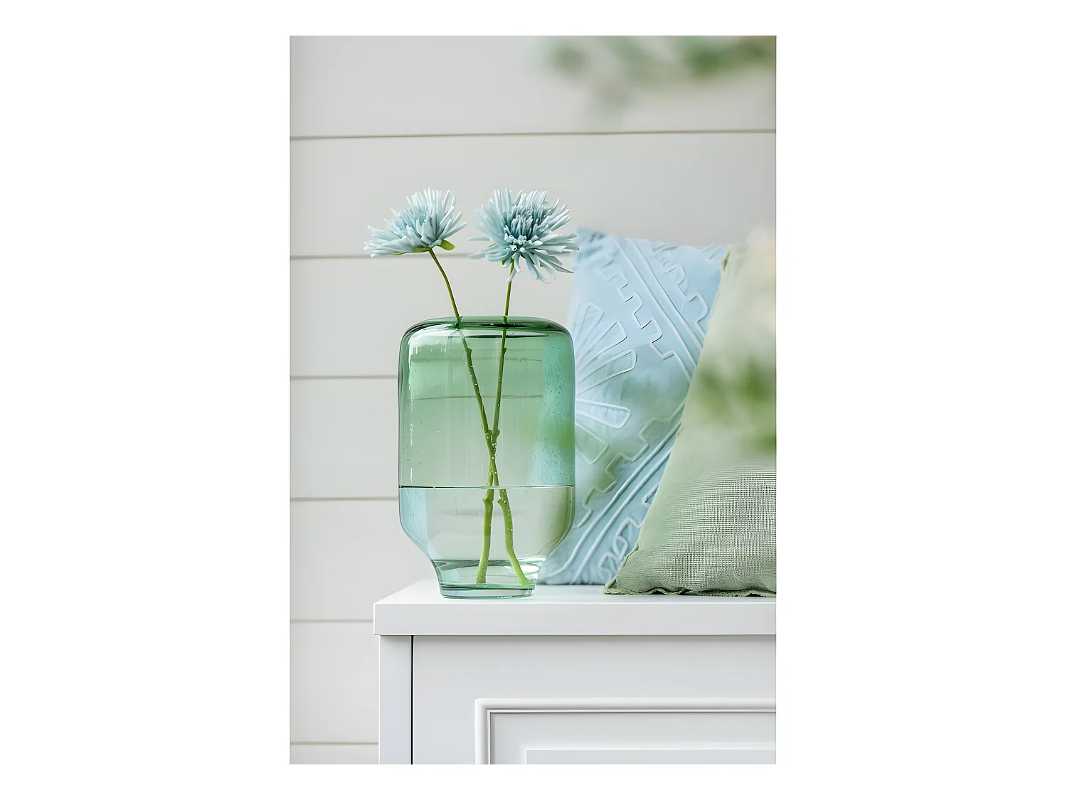 Jarrón Nora de pie redondo vidrió verde claro Alt. 35