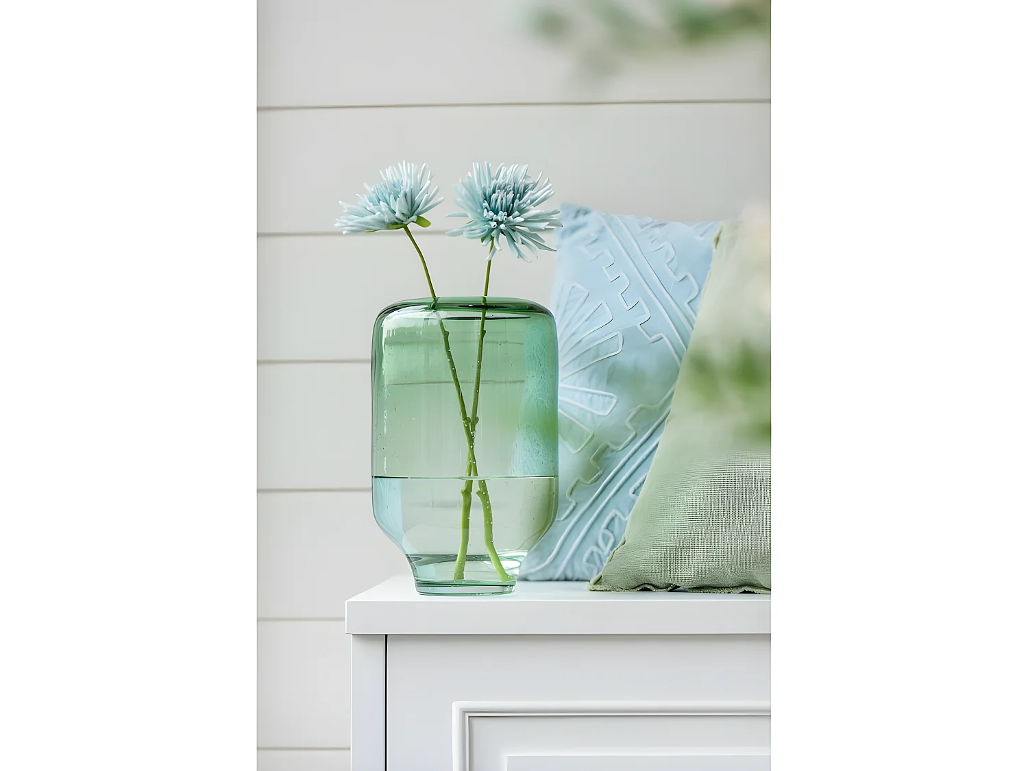 Jarrón Nora de pie redondo vidrió verde claro Alt. 35