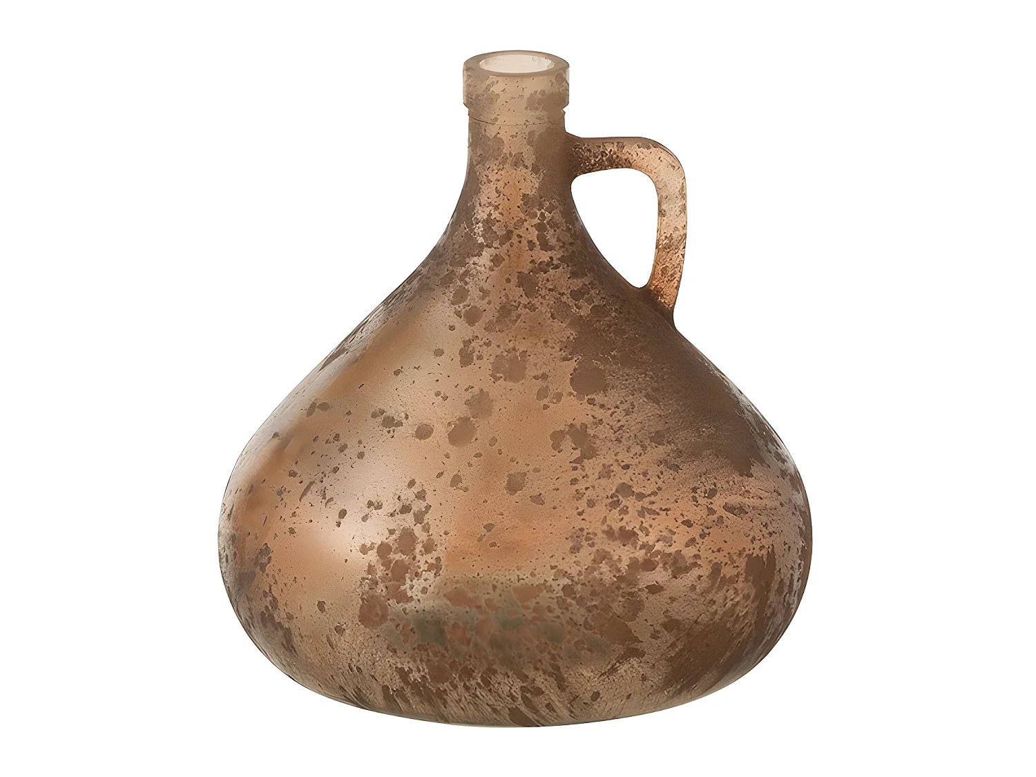 Jarrón botella + asa cristal marrón Alt. 18 cm