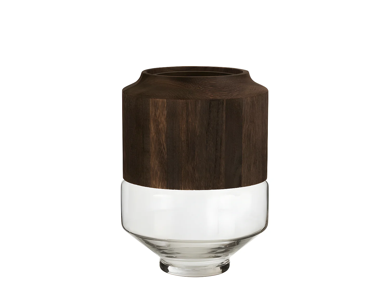 Vaso cilindrico in legno e vetro marrone 23x23x31 cm