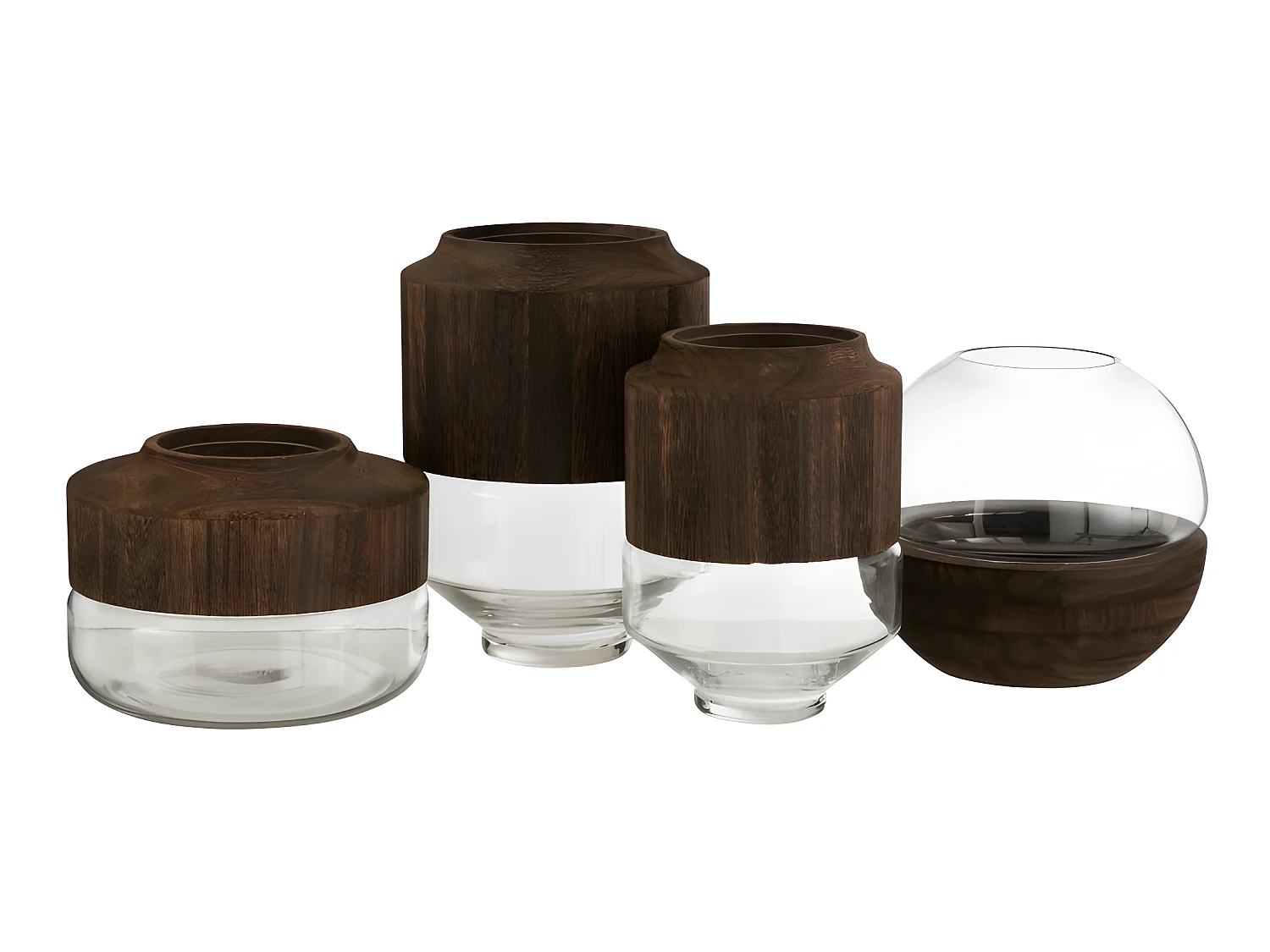 Vaso cilindrico in legno e vetro marrone 23x23x31 cm