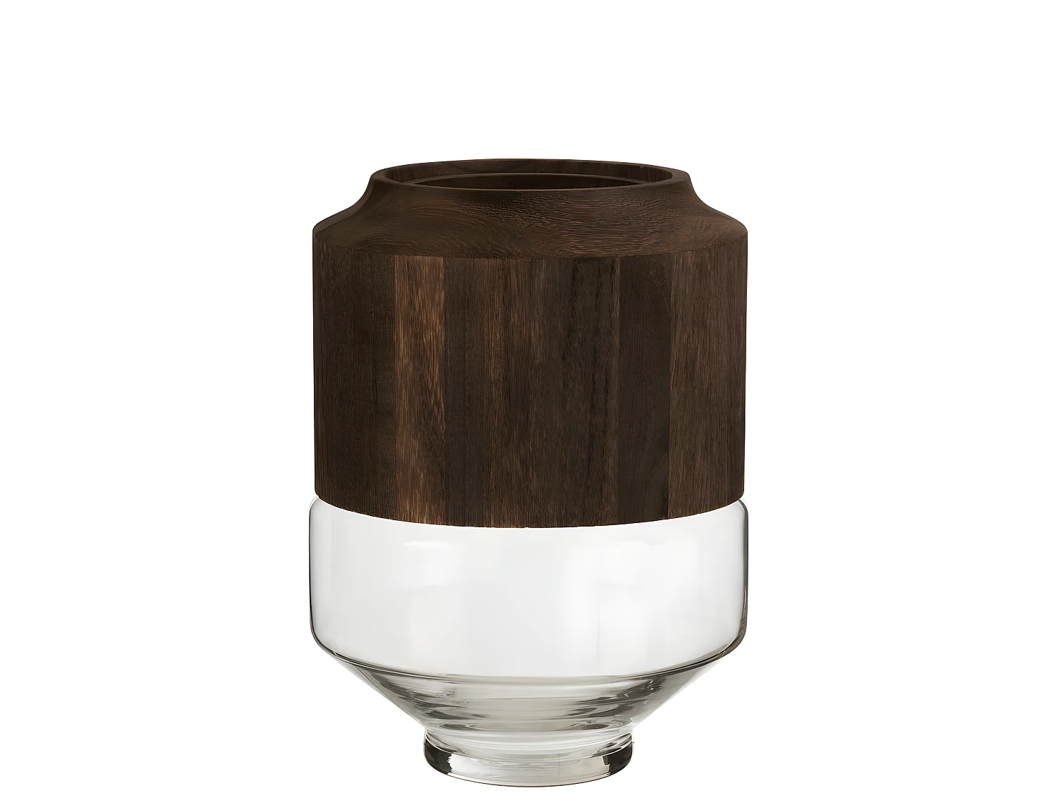 Vaso cilindrico in legno e vetro marrone 23x23x31 cm