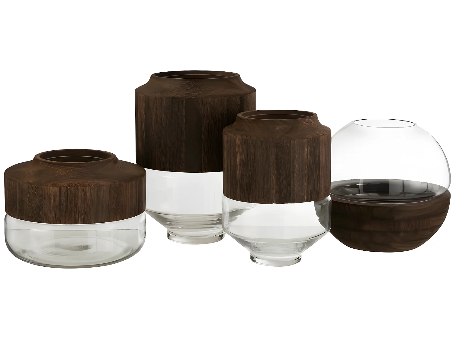 Vaso cilindrico in legno e vetro marrone 23x23x31 cm