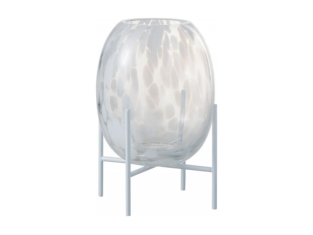 Vase décoratif sur pied en verre blanc 15x15x23 cm