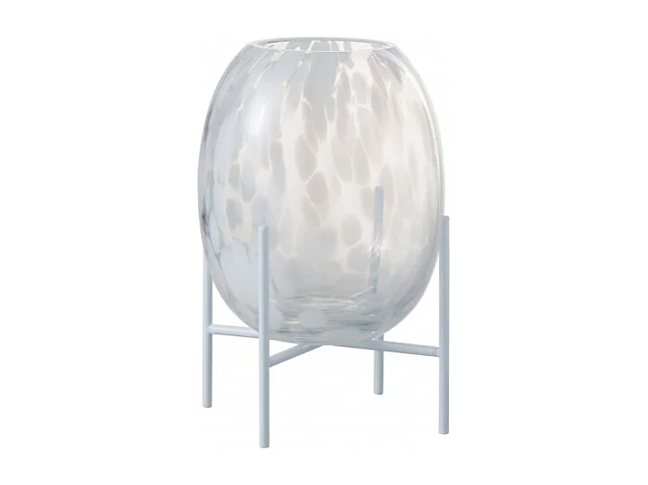 Vase décoratif sur pied en verre blanc 15x15x23 cm