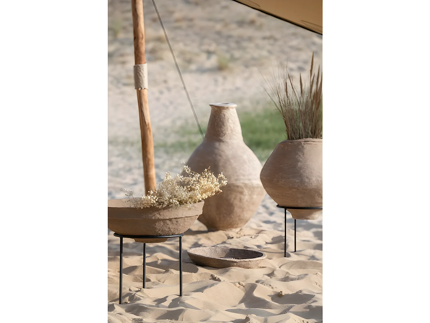 Jarrón extralargo chad papel mache marrón Alt. 86 cm