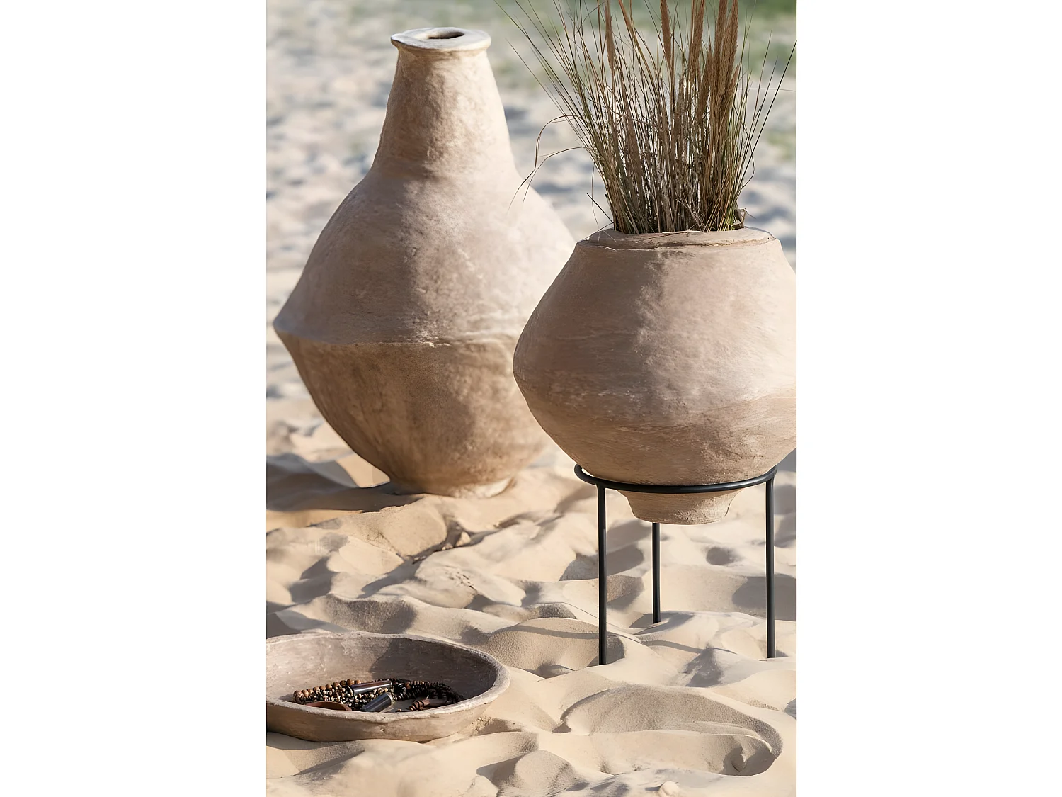 Jarrón extralargo chad papel mache marrón Alt. 86 cm