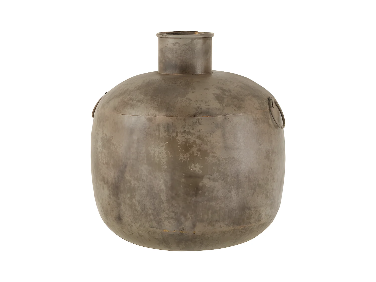 Vaso antico rotondo in metallo marrone 50x50x53 cm