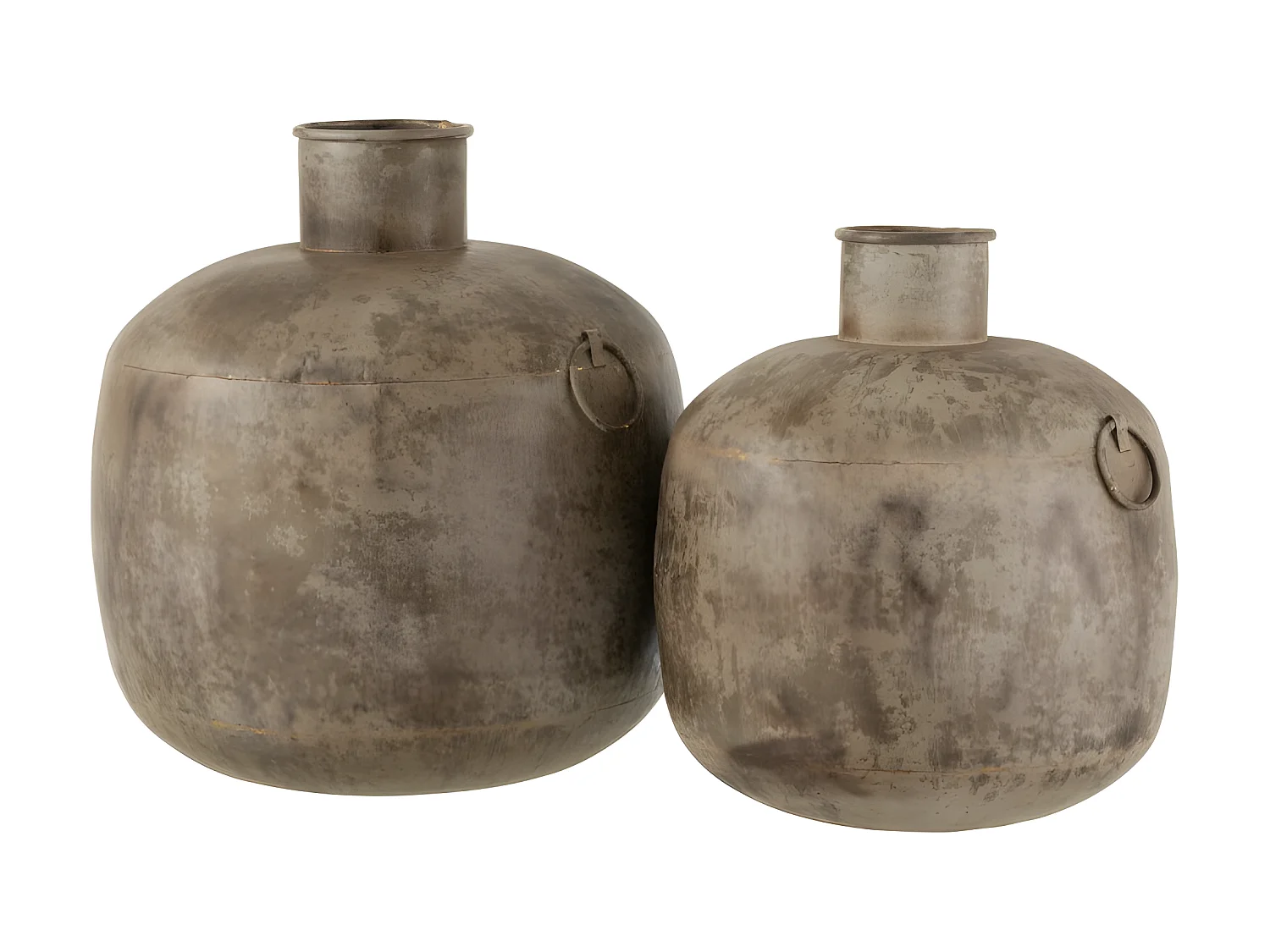 Vaso antico rotondo in metallo marrone 50x50x53 cm