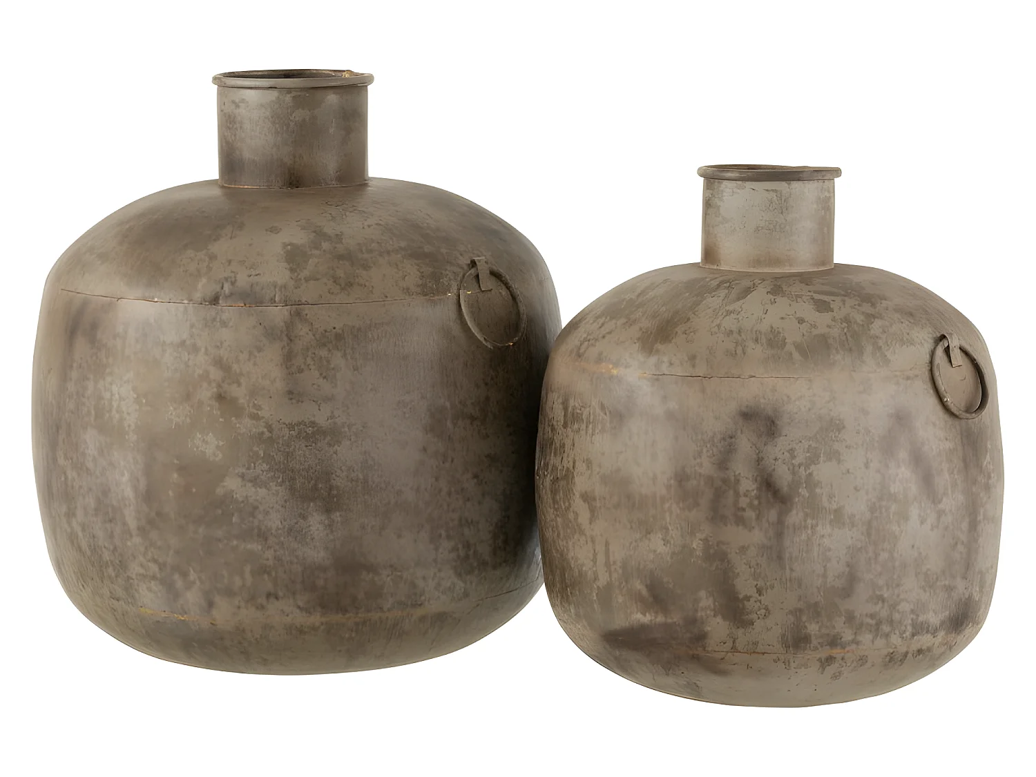 Vaso antico rotondo in metallo marrone 50x50x53 cm