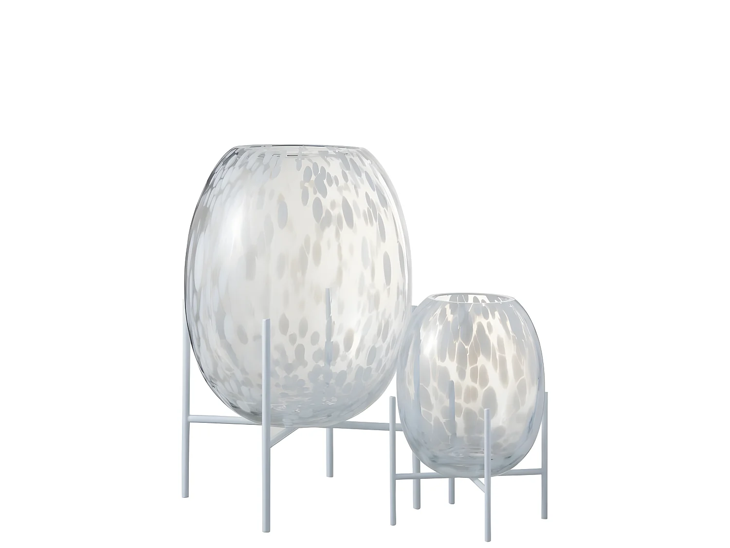 Vase décoratif sur pied en verre blanc 20x20x37 cm