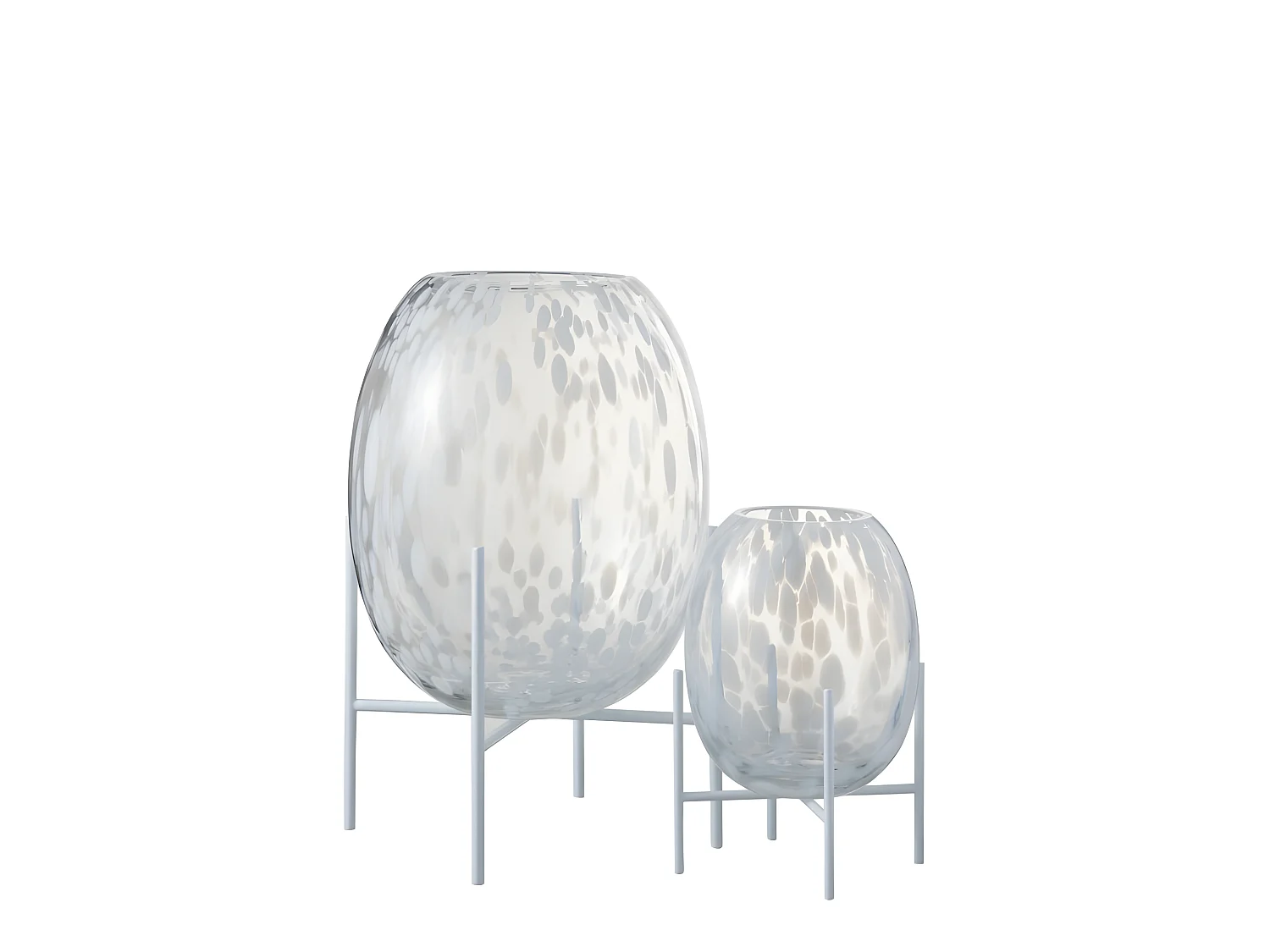 Vase décoratif sur pied en verre blanc 20x20x37 cm