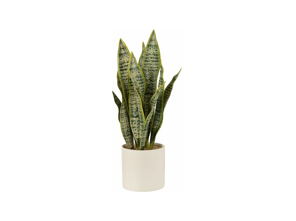 Vaso di sansevieria artificiale in plastica verde 14x14x49 cm