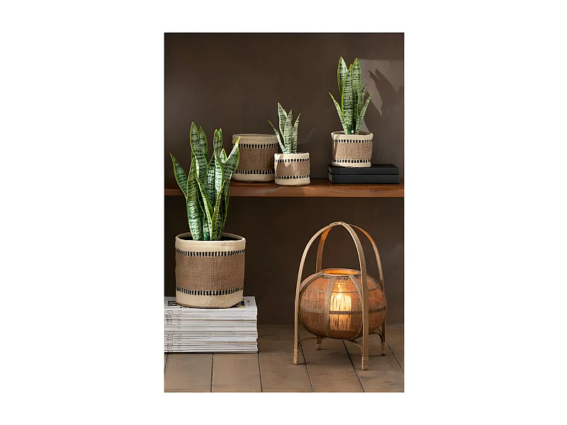 Vaso di sansevieria artificiale in plastica verde 10x10x36 cm