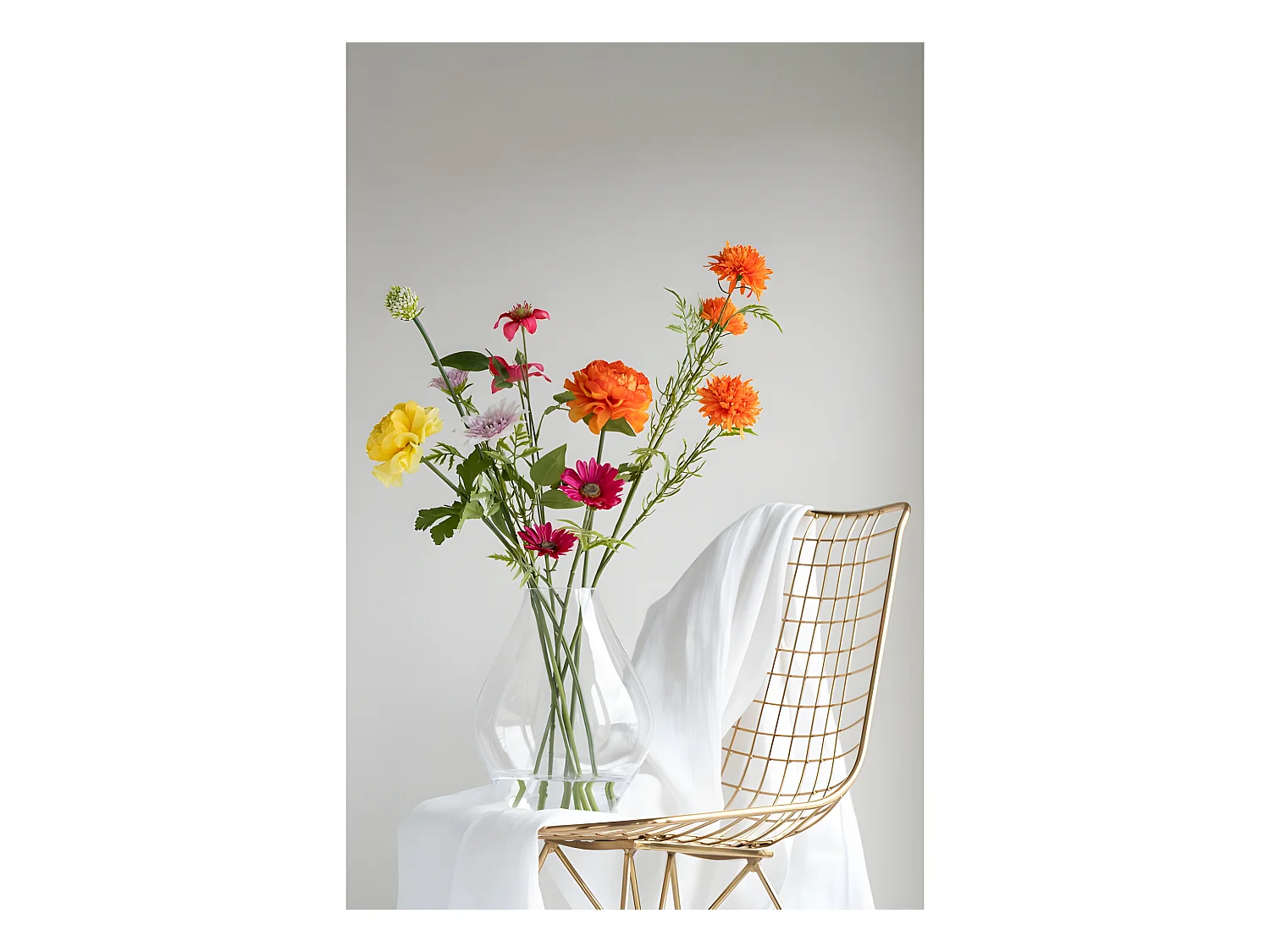 Bouquet de fleurs en plastique orange 12x8x27 cm