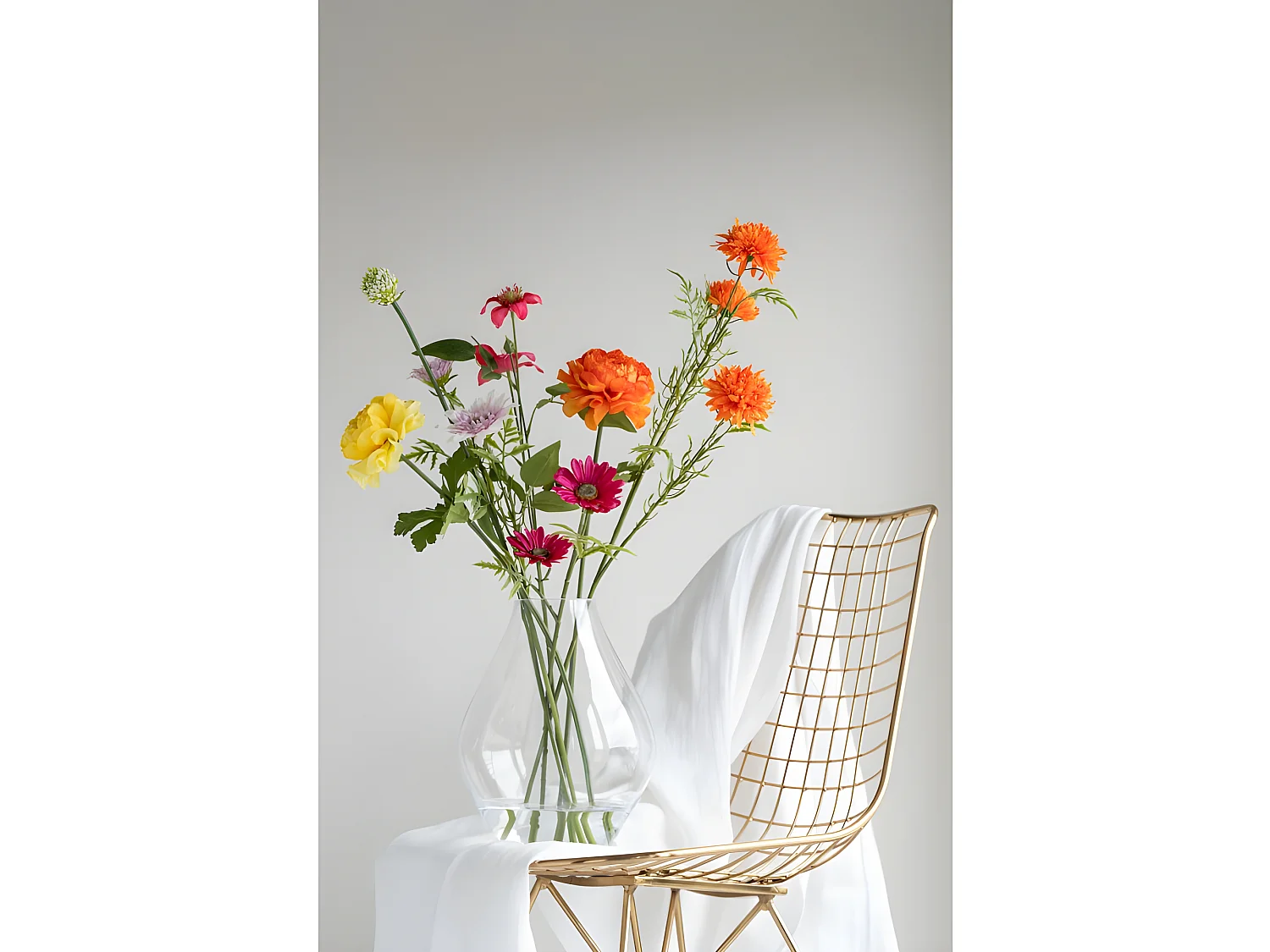 Bouquet de fleurs en plastique orange 12x8x27 cm