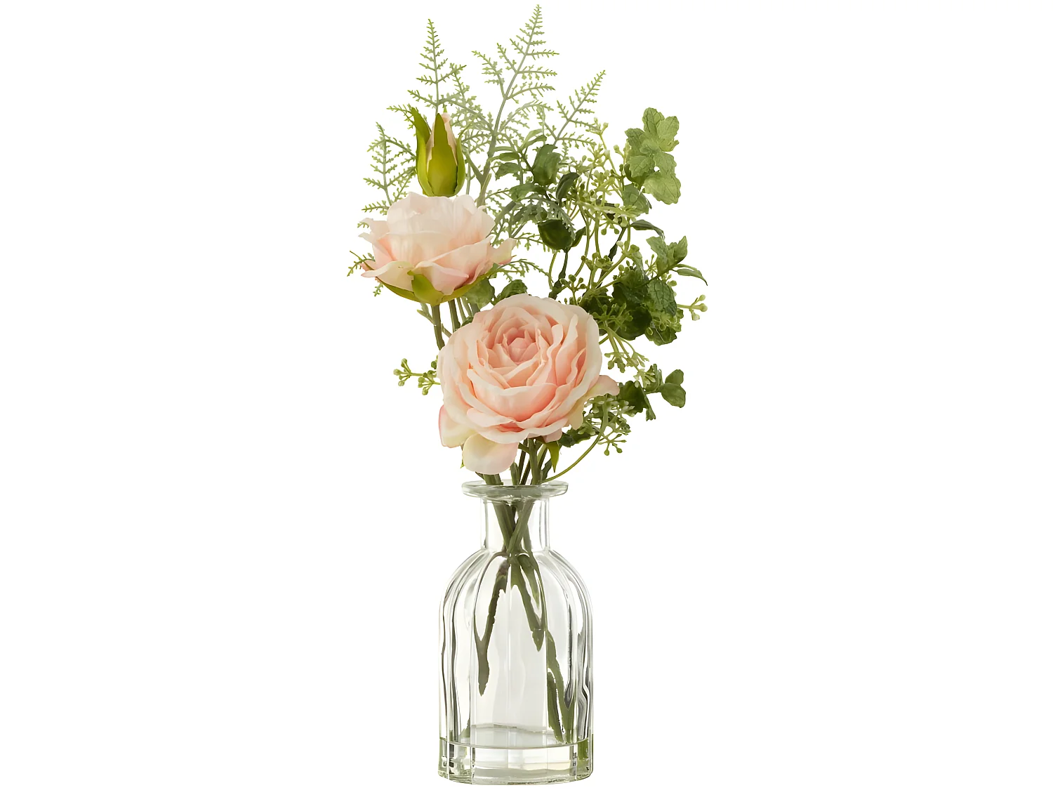 Bouquet de Fleurs Artificielles "Roses" 33cm Vert & Rose