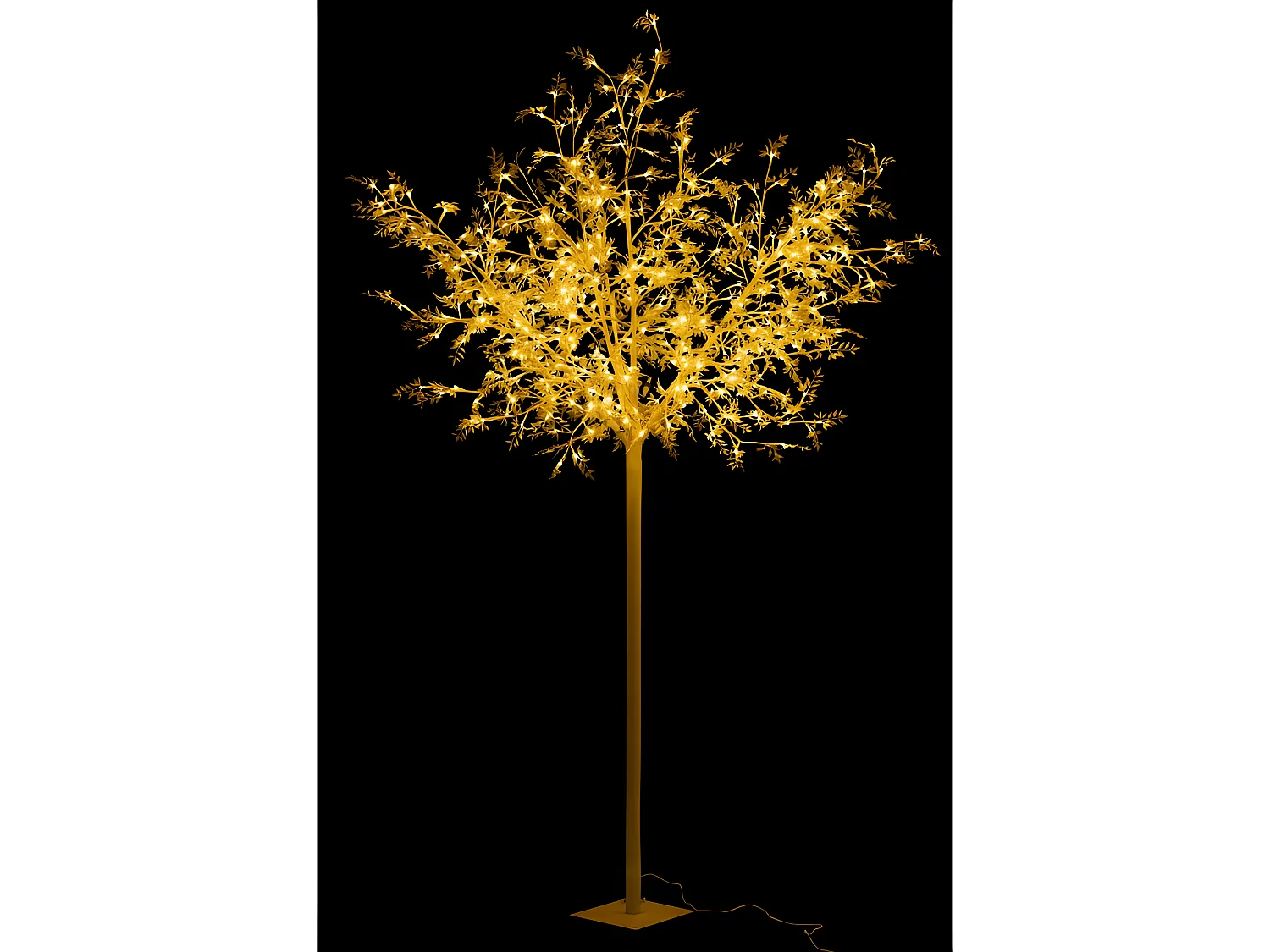 Albero luminoso con rami e foglie glitterate a LED 250 cm