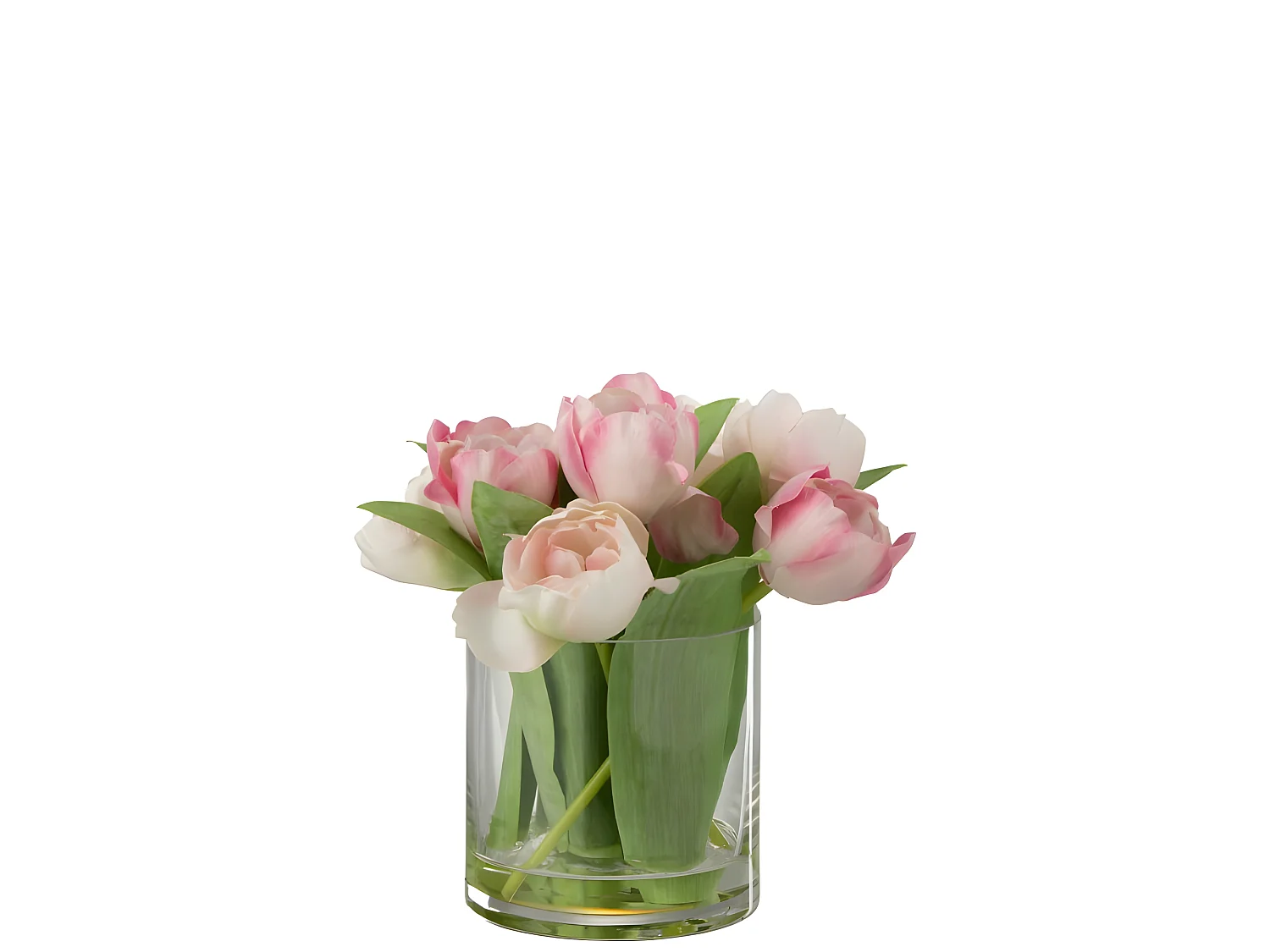 Fleur Artificielle & Vase "Tulipes" 21cm Rose