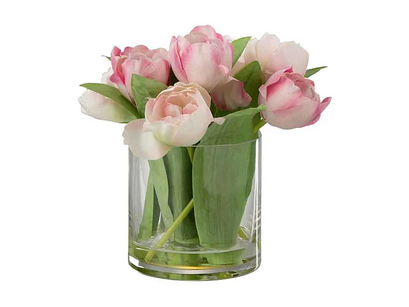 Tulipano artificiale in vaso di plastica rosa 20x18x22 cm