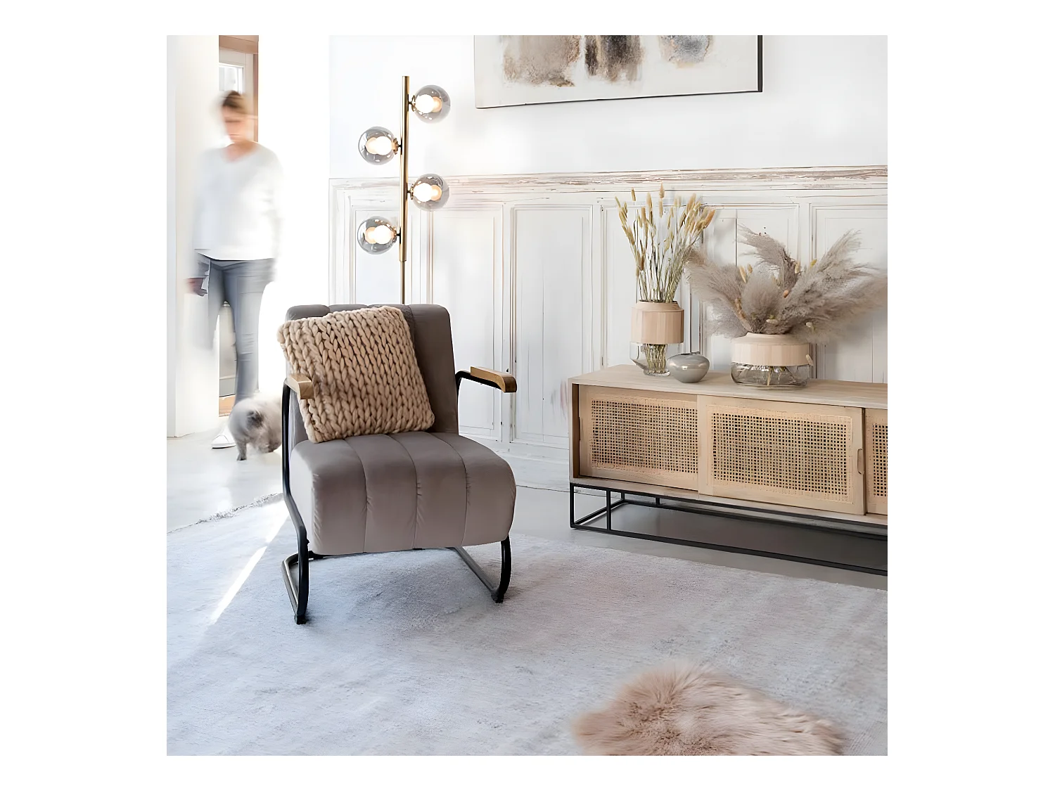 Vase Rond Design "Galupa" 30cm Marron Clair