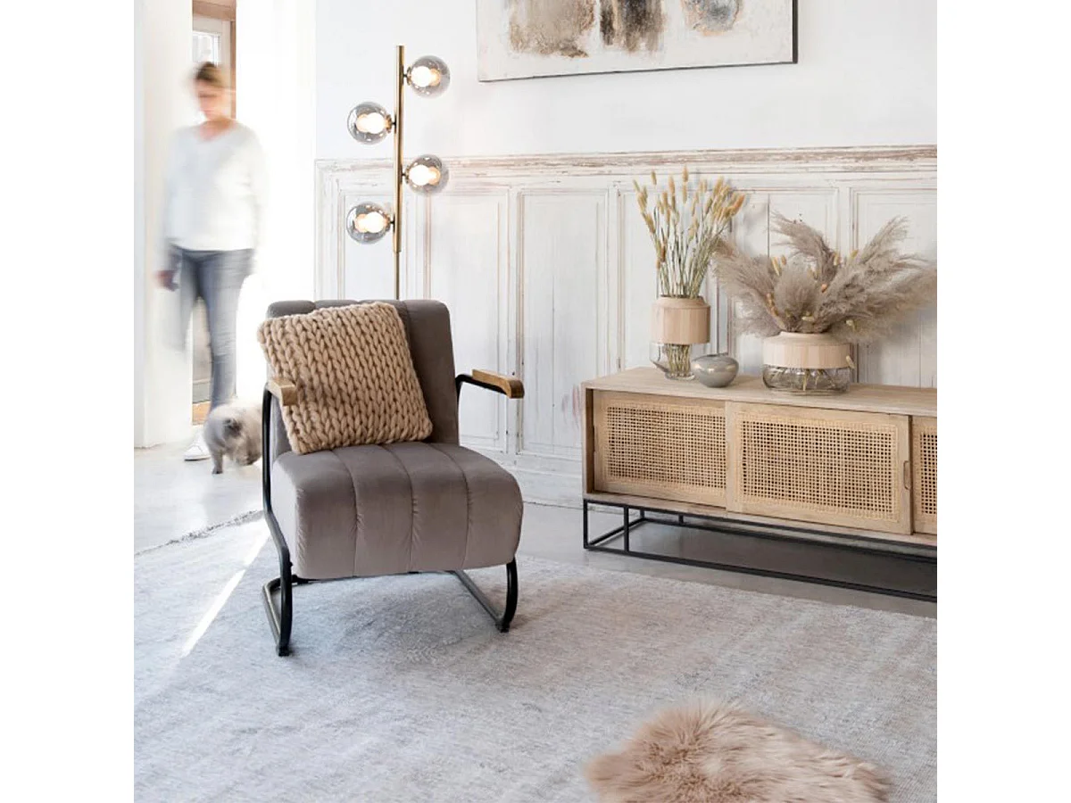 Vaso in legno e vetro trasparente H31cm