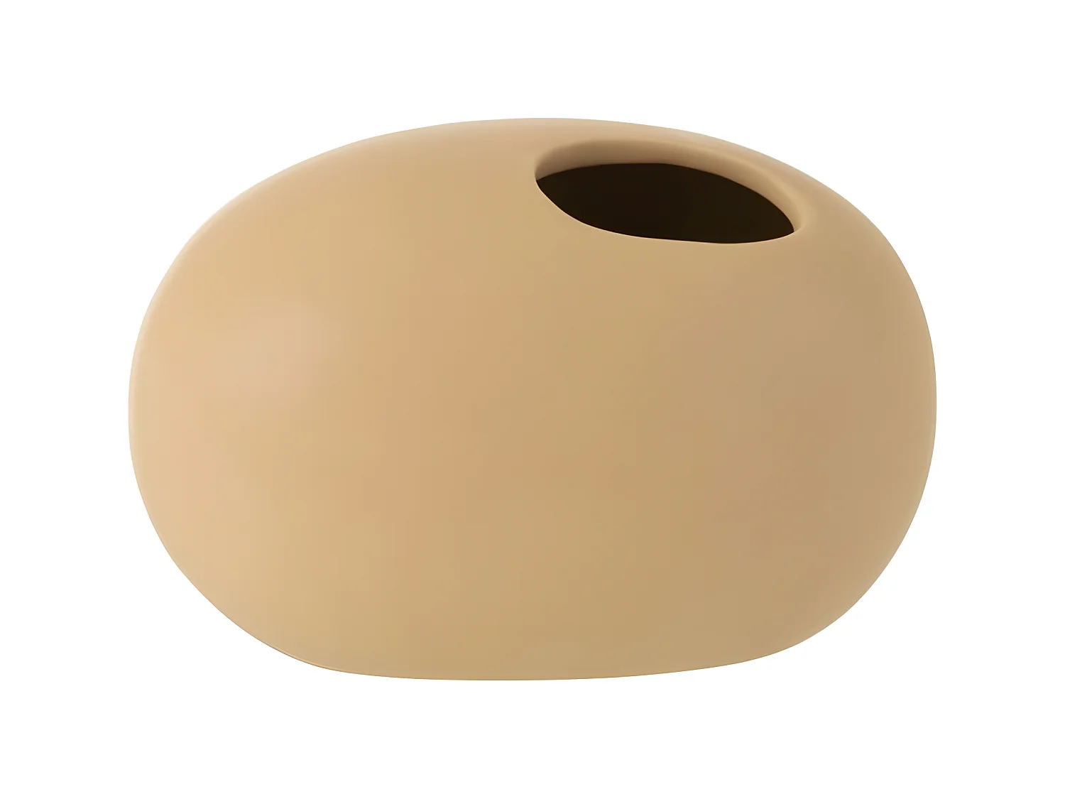 Jarrón ovalado de cerámica beige de 16x10x9cm