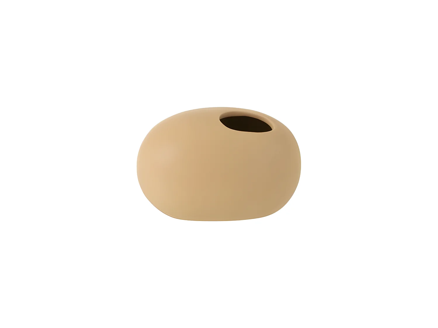 Vaso ovale in ceramica beige 16x10x9cm