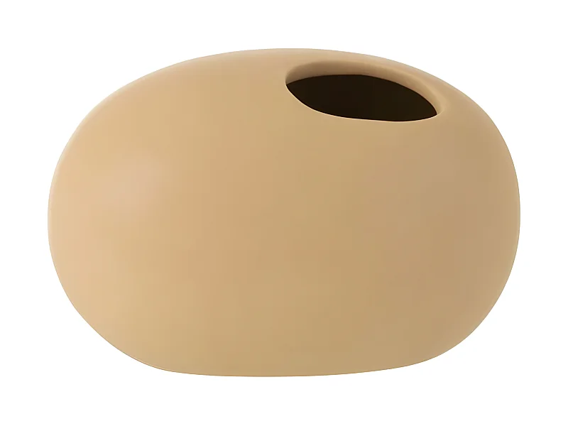 Vaso ovale in ceramica beige 16x10x9cm