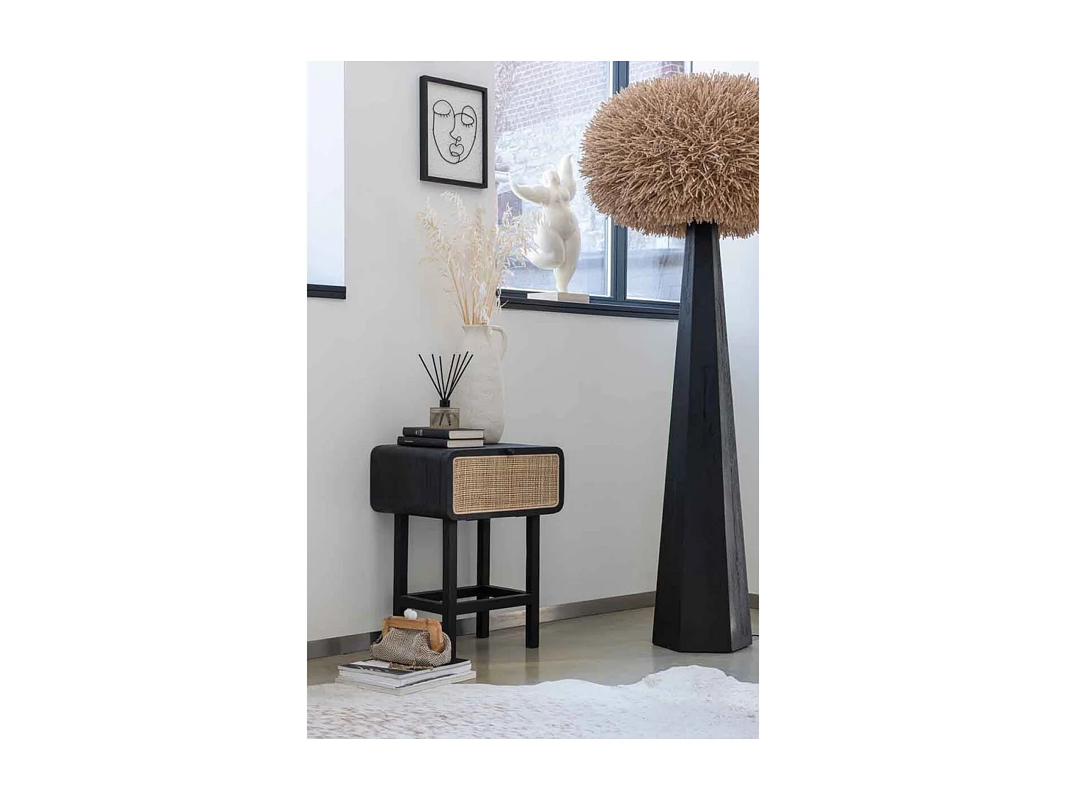 Vase Design en Céramique "Cruche" 35cm Beige