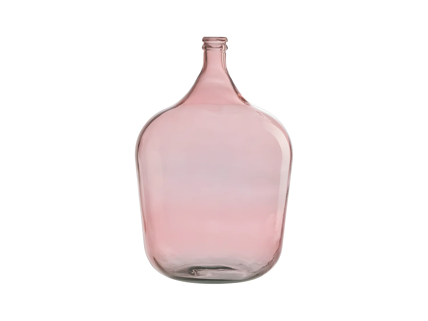Jarrón de vidrio rosa en forma de damajuana de 37x37x55 cm