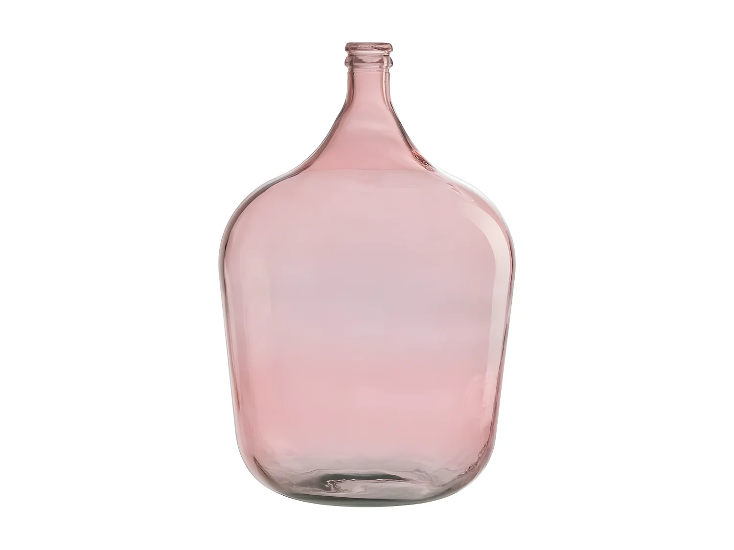 Jarrón de vidrio rosa en forma de damajuana de 37x37x55 cm