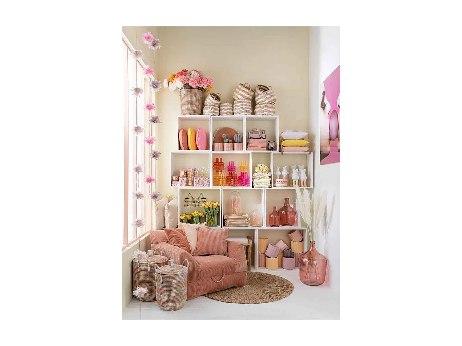 Vaso damigiana in vetro rosa 37x37x55 cm