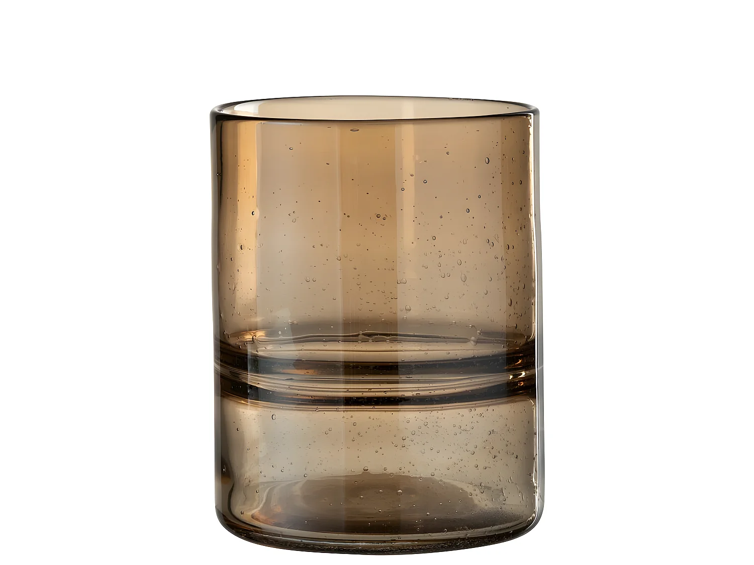 Vase Cylindrique Design "Nervures" 19cm Ambre