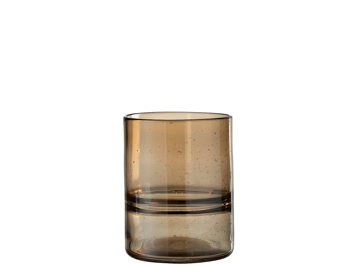 Vase Cylindrique Design "Nervures" 19cm Ambre