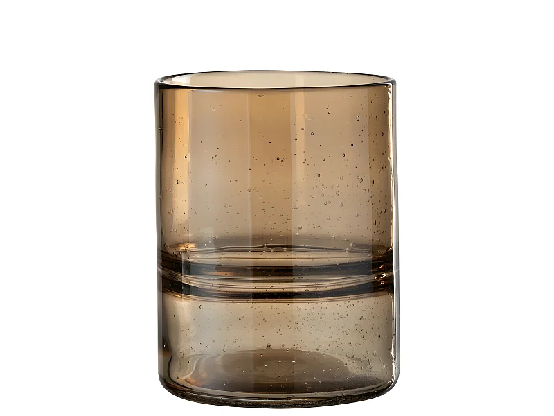 Vase Cylindrique Design "Nervures" 19cm Ambre