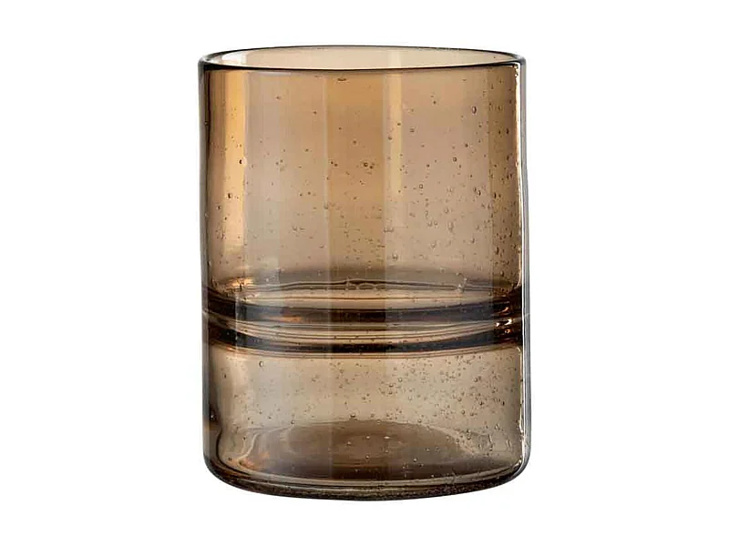 Vase Cylindrique Design "Nervures" 19cm Ambre