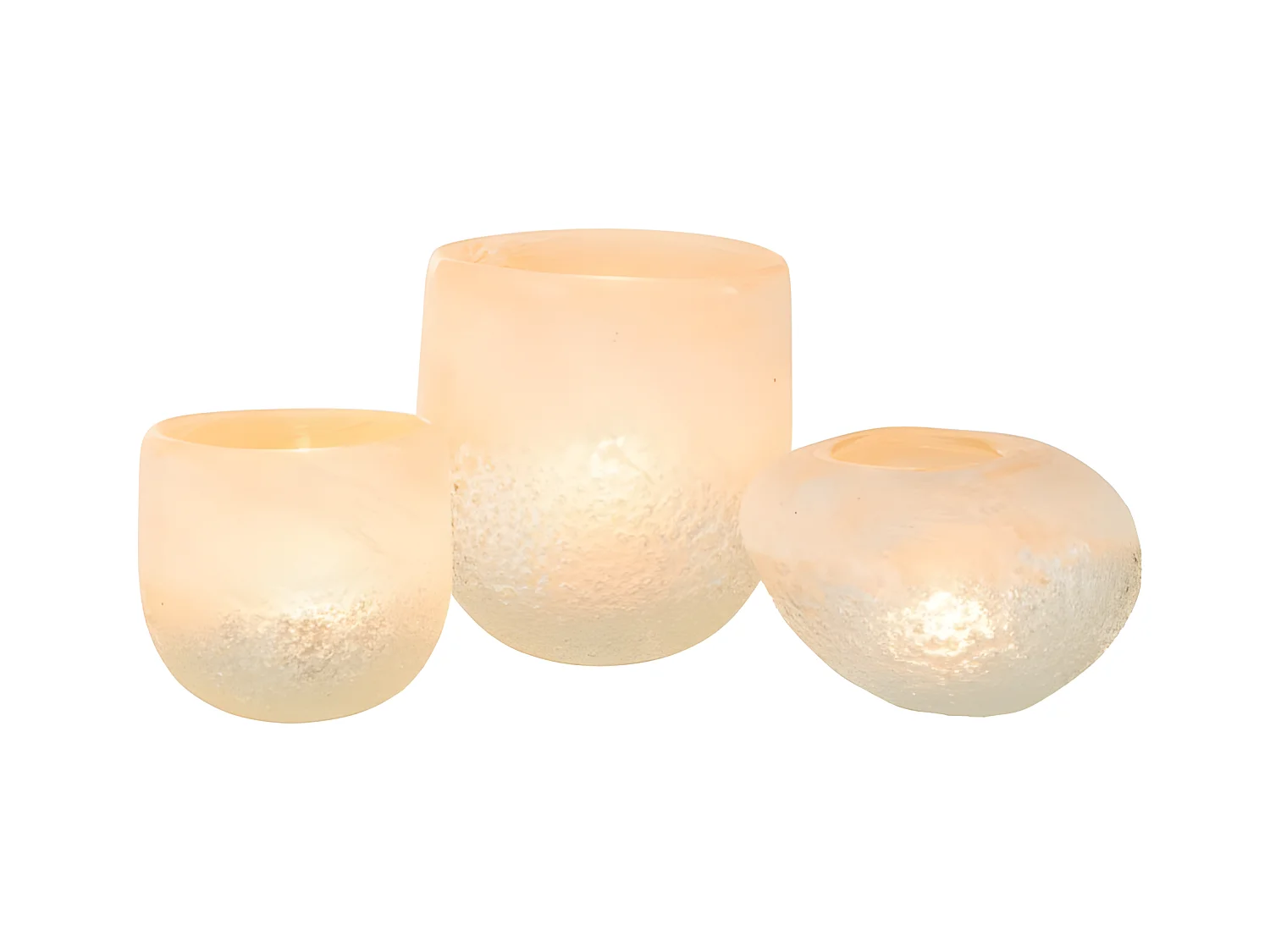 Jarrón de vidrio beige en forma de bola de 13x13x10 cm