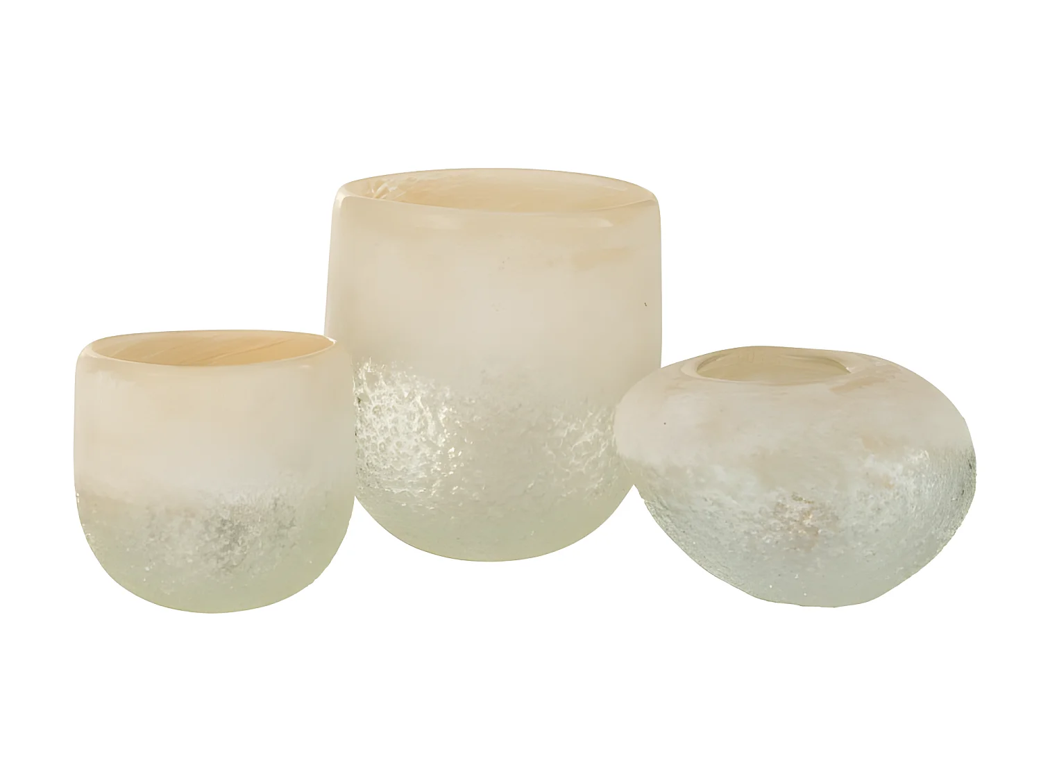 Jarrón de vidrio beige en forma de bola de 13x13x10 cm